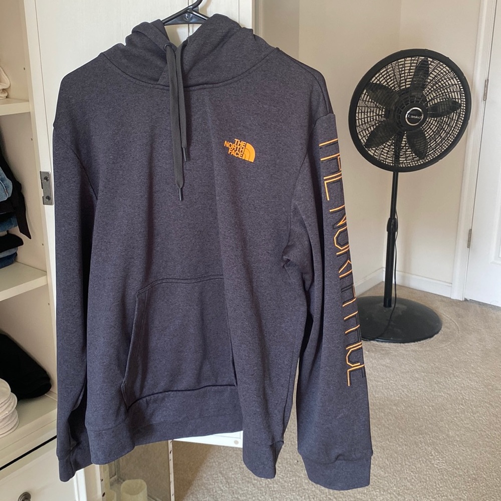 the north face, men’s large grey hoodie sweatshirt
